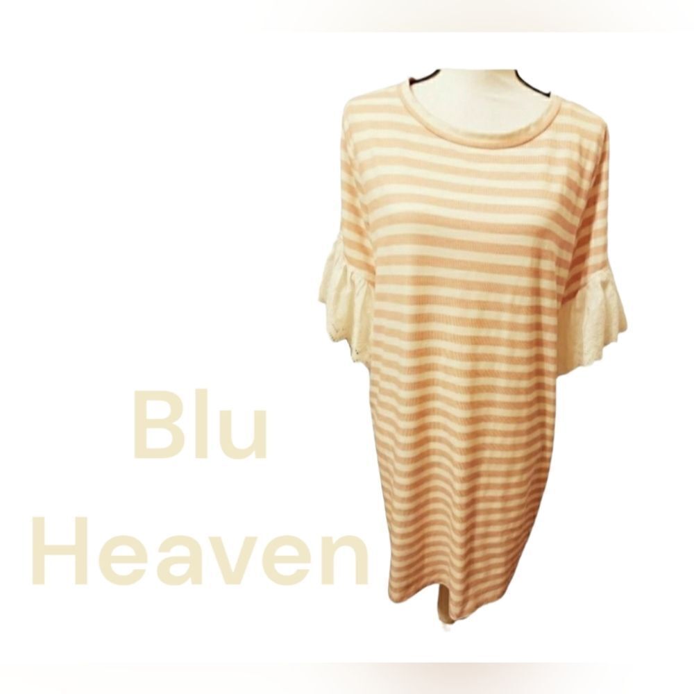 𝅺blu Heaven dress Pink & white striped womens Size medium